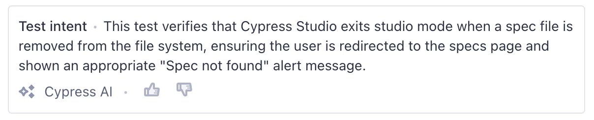 Test details sidebar AI-generated Test Intent Summary